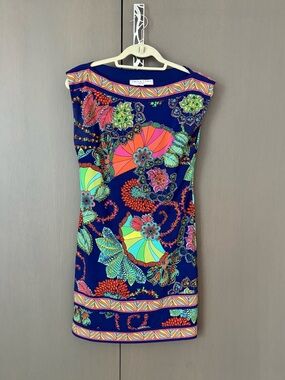 Trina Turk Multicolor Floral-Print Cap-Sleeve Mini Dress